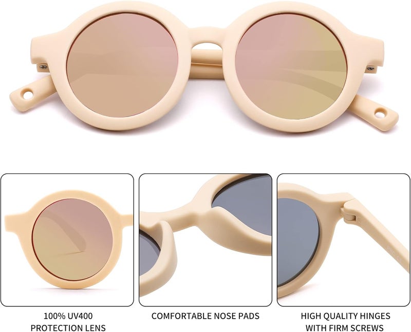 COASION Baby Polarized Round Sunglasses Flexible Rubber Shades with Strap for Toddler Newborn Infant Ages 0-24 Months - Image 4